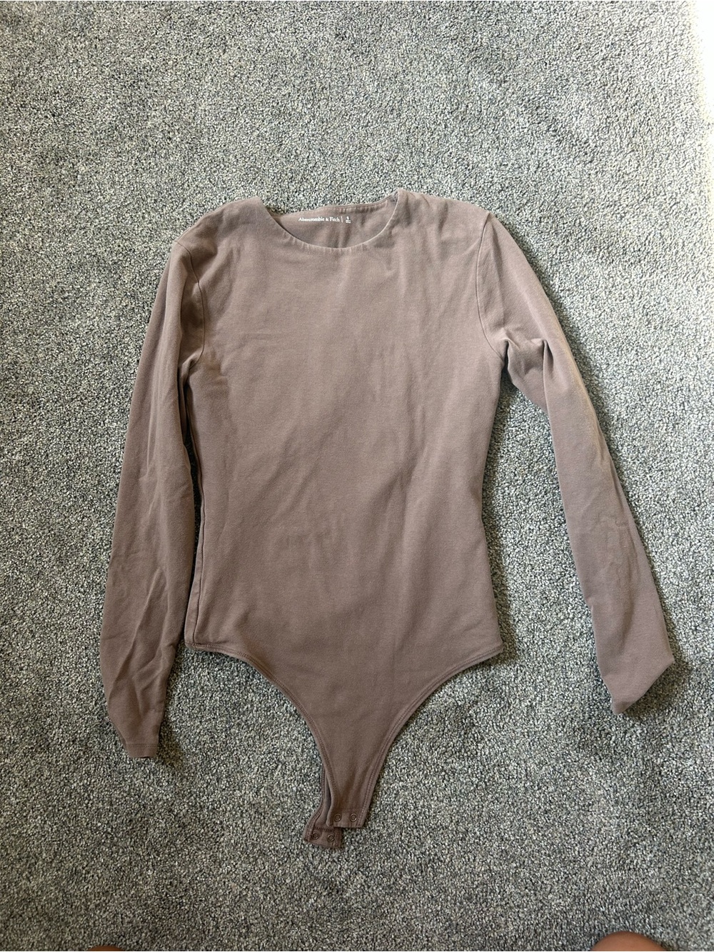 Abercrombie & Fitch Long Sleeve Taupe Cotton Seamless Bodysuit